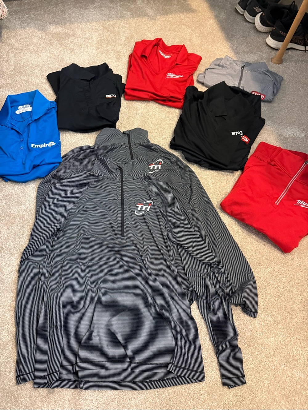 TTI, Milwaukee Tool, Ryobi, Ridgid, Empire, polos and quarterzips